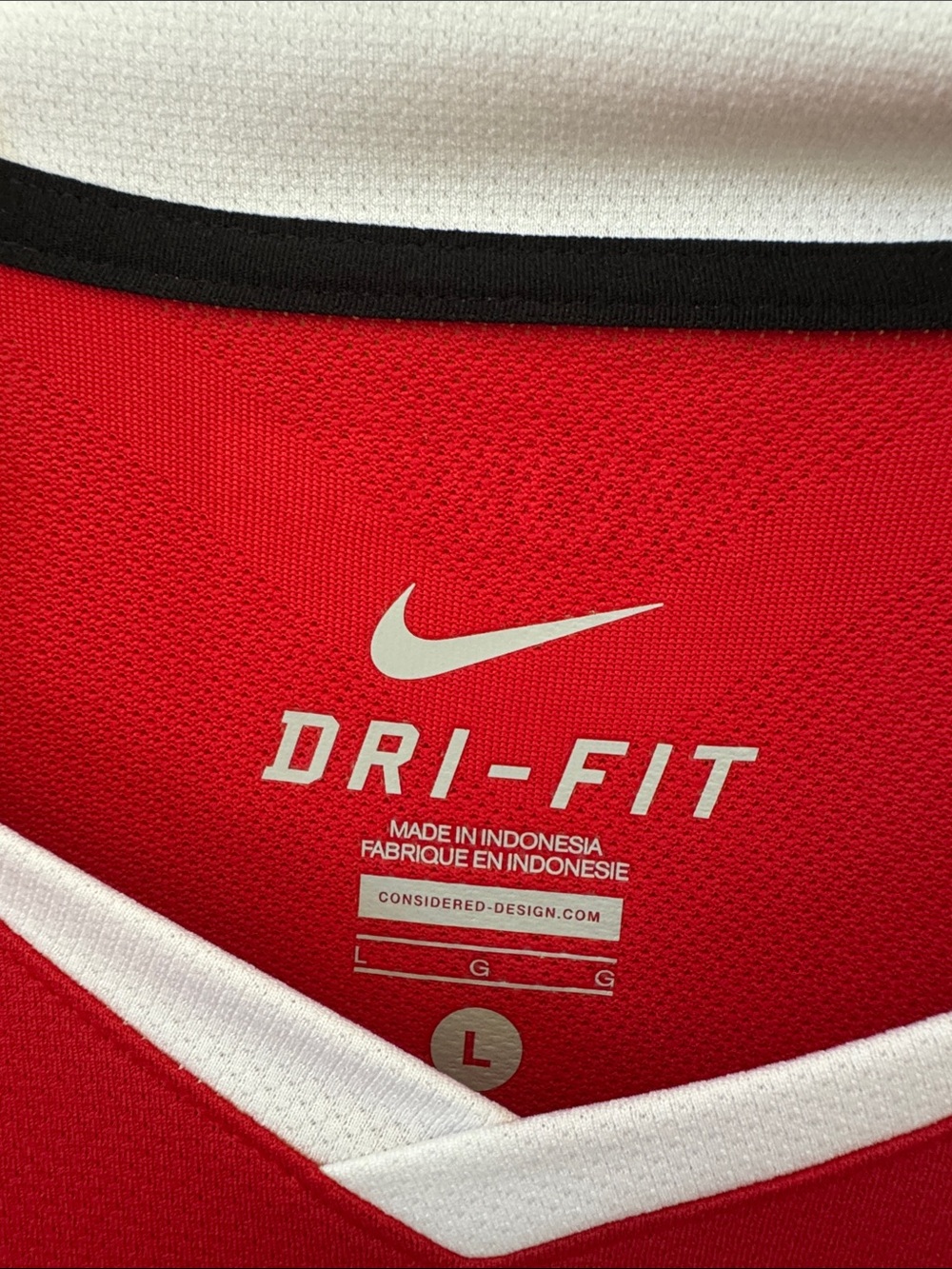 Nike Red and White Soccer Jersey with AON Sponsor - Picture 2 of 9